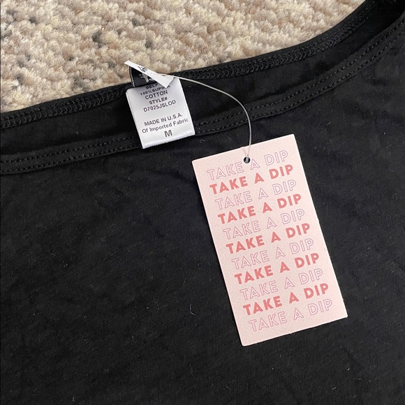 🖤5/$25 100% supima cotton Black Long Sleeve Crop top boatneck crop fit xs - Picture 2 of 16